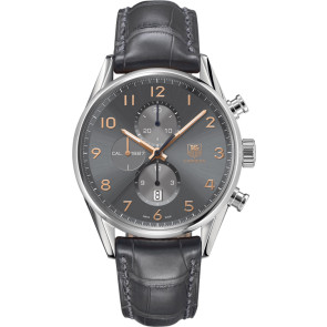 Tag Heuer watch strap CAR2013-FC6313 Leather Grey + grey stitching